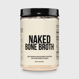 Naked Bone Broth - From Premium European Beef Bones - 21g of Protein per serving - Only 2 Ingredients - 0g Sugar, 0g Carbs, 90 Calories - Protein Powder 1LB - For Gut Health & Collagen Production - Mixed Easily