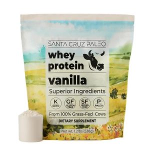 Santa Cruz Paleo Whey Protein Powder - 20g Grass-Fed Whey Protein Isolate Per Serving - 20 Servings - Sugar Free Protein Shake Mix - Gluten Free, Paleo & Keto Friendly