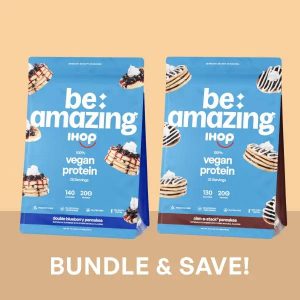 IHOP Vegan Protein Powder Bundle | Be Amazing | IHOP Double Blueberry Pancakes + IHOP Cinn-A-Stack Pancakes Vegan Protein Powder Bundle | Plant | Prebiotic Fiber | Gluten Free | Non Dairy | Low Sugar Healthy Baking