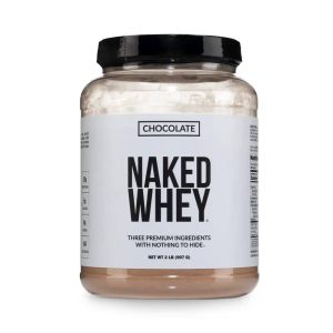 Naked Whey Chocolate Protein Powder - 2LB Grass-Fed, Non-GMO, No Additives, 25g Protein, 5.9g BCAAs - Only 3 Ingredients