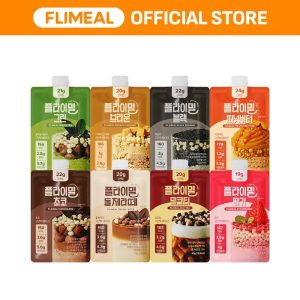 Flimeal Crunchy Protein Powder, 20~22g Protein, Low Sugar Keto-Friendly On-the-Go-Pack of 7, Meal Replacement, Easily Digestible Preworkout Drink Flavor