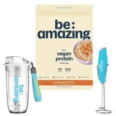 Vegan Protein Powder with Prebiotic Fiber, Plant Based, Low Sugar, Gluten Free & Dairy Free - Starter Bundle with Shaker Cup | Be Amazing