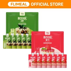 Flimeal Crunchy Protein Powder Duo Pack (7p x 2), 20~22g Protein, Low Sugar & Keto-Friendly On-the-Go-Pack Muscle Building Supplements Edible