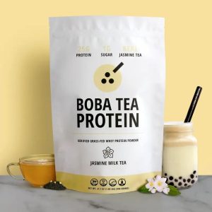 Jasmine Boba Tea Whey Protein Beverage Powder - High Protein, No Added Sugar, Natural Coconut Oil, Antioxidant, Authentic Boba Taste, Food Grade Fitness Supplement for Dairy Enthusiasts