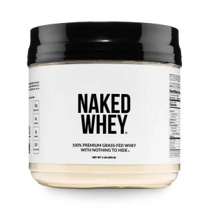 Naked Whey Unflavored - 100% Premium Grass Fed Whey Protein Powder - 1LB Grass-Fed, Non-GMO, No Additives, 25g Protein, 5.9g BCAAs - Only 1 Ingredients