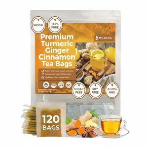 Turmeric Ginger Cinnamon Tea - 120 Handmade Eco Bags | Caffeine-Free, Sugar-Free, Vegan