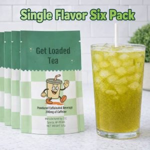 6 Pack Single Flavor Loaded Tea | 32oz Caffeinated Flavored Hydration Powder Beverage Mix | Made in USA | Easy to Mix