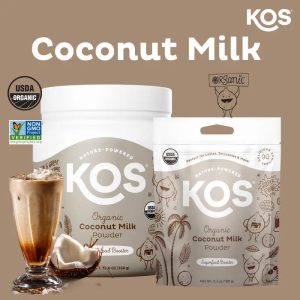 KOS Organic Creamy Coconut Milk Powder, USDA Certified Organic - 0g Sugar, MCT Plant Based Creamer for Coffee, Smoothies, Vegan, Keto, Paleo Friendly, Non-GMO, Gluten or Dairy