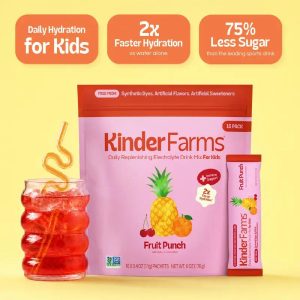KinderFarms - Electrolyte Powder Drink Mix for Kids & Adults - Rapid Hydration, Immune Support, Low Sugar, No Artificial Dyes, Clean Ingredients, Daily Electrolytes, Hydration Packets (16 to 28 Count)