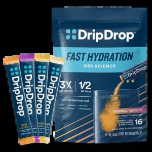 DripDrop Tropical Variety Pack Electrolyte Powder, 8 oz sticks, 16 count