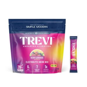 Trevi Sugar Free Berry Lemonade Electrolyte Drink Mix - 28 or 8 Stick Packs | 0g Sugar, Non-GMO, 7 Vitamins & Minerals, Energy Hydration Drink Mix, 6 Electrolytes, Made in USA