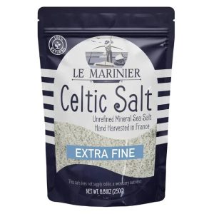 Le Marinier Celtic Salt Extra Fine 8.81oz Mineral-Rich Unrefined Sea Salt 100% Natural Hand Harvested Mineral Light Grey Electrolyte Low Sodium