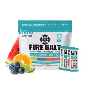 32 Pack Hydration Sticks - Essential Electrolytes & Coconut Water - Zero Sugar - Sport Energy Drink Mix - Variety of Flavors - Natural Ingredients - 3x Electrolytes - Ideal for Intense Activities - Beverage, Nutrition Bundle, Fire Salt