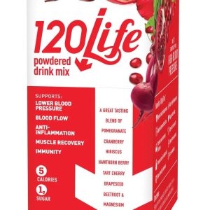 120/Life Blood Pressure Support Drink Mix - 14 Stick Packs with Beetroot, Pomegranate, Cranberry, Tart Cherry & Hibiscus - Sugar-Free, Vegan, Convenient Single-Serve Beverage