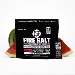 FIRE SALT Hydration Sticks Caffeine - Essential Electrolytes & Coconut Water - Zero Sugar - 32 Pack - Sport Energy Drink Mix Caffeine (32 Pack)