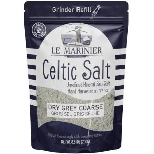 Le Marinier Celtic Salt Dry Grey 0.6lb Mineral-Rich Unrefined Sea Salt 100% Natural Hand Harvested Light Grey Electrolyte Low Sodium