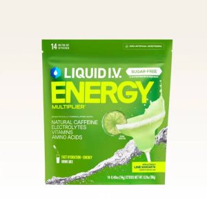 Liquid I.V. Sugar-Free Energy Multiplier - Lime Margarita - Hydration Powder Packets | Electrolyte Powder Drink Mix | Convenient Single-Serving Sticks | Includes Natural Caffeine | 1 Pack (14 Servings)​