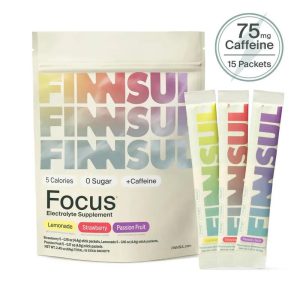 FINNSUL FOCUS Caff Electrolyte Drink Mix Cognizin, Magnesium, Biotin, Vitamin B for Energy, Hydration & Mental Clarity - Supports Memory, Concentration - Sugar Free, Low Calorie (15 Packets)