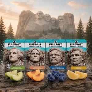 Fire Salt Mount Rushmore Collection Hydration Sticks - Essential Electrolytes & Coconut Water - Zero Sugar - Sport Energy Drink Mix - Natural Ingredients - 3x Electrolytes - Ideal for Intense Activities - Beverage, 16 or 32 ct.- FIRE SALT