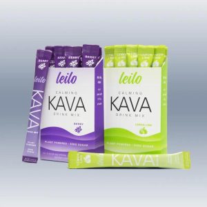 Leilo Kava Drink Mix - Berry or Lemon Lime | Non-Alcoholic Functional Relaxation Drink | 10 Stick Packs | Zero Sugar