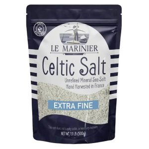 Le Marinier Celtic Salt Extra Fine 1.1lb Unrefined Sea Salt 100% Natural Hand Harvested Light Grey Electrolyte Flavor - Savory