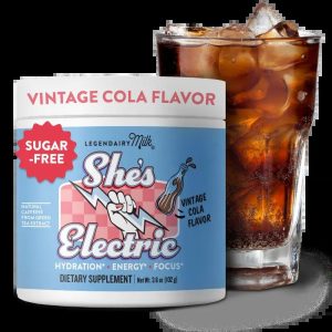 She’s Electric - Energy Electrolyte Mix - Legendairy Milk - Clean Energy Hydration Powder - Sugar-Free - Vintage Cola - Beverage, Drink Mix Natural